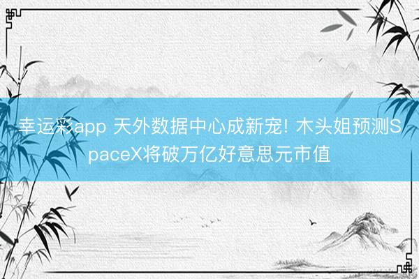 幸运彩app 天外数据中心成新宠! 木头姐预测SpaceX将破万亿好意思元市值