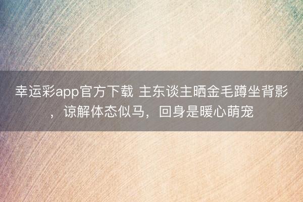 幸运彩app官方下载 主东谈主晒金毛蹲坐背影，谅解体态似马，回身是暖心萌宠